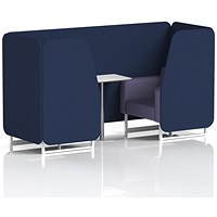 Brixworth 2 Seater Booth with Table, White Legs, White/Silver Table, Synergy Fabric, Alike Panels And Order Sofa