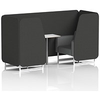 Brixworth 2 Seater Booth with Table, White Legs, White/Silver Table, Synergy Fabric, Mix Panels And Partner Sofa