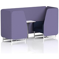 Brixworth 2 Seater Booth with Table, White Legs, White/Silver Table, Synergy Fabric, Order Panels And Alike Sofa