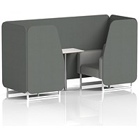 Brixworth 2 Seater Booth with Table, White Legs, White/Silver Table, Sumi Fabric, Kobe Panels And Tokyo Sofa