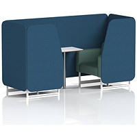 Brixworth 2 Seater Booth with Table, White Legs, White/Silver Table, Sumi Fabric, Uto Panels And Handa Sofa