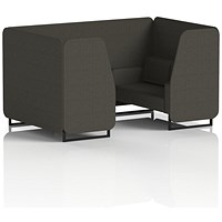 Brixworth 4 Seater Booth, Black Legs, Main Line Flax Fabric, Temple Panels And Sofa