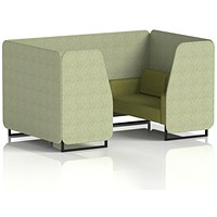 Brixworth 4 Seater Booth, Black Legs, Rivet Fabric, Burnish Panels And Olive Sofa