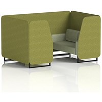 Brixworth 4 Seater Booth, Black Legs, Rivet Fabric, Olive Panels And Burnish Sofa