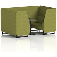 Brixworth 4 Seater Booth with Table, Black Legs, Black Table, Rivet Fabric, Olive Panels And Sofa