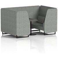 Brixworth 4 Seater Booth with Table, Black Legs, Black Table, Rivet Fabric, Prime Panels And Sofa