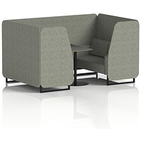 Brixworth 4 Seater Booth with Table, Black Legs, Black Table, Rivet Fabric, Vitreous Panels And Sofa
