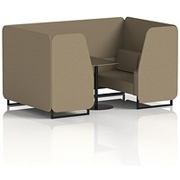 Brixworth 4 Seater Booth with Table, Black Legs, Black Table, Main Line Flax Fabric, Bank Panels And Sofa