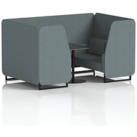Brixworth 4 Seater Booth with Table, Black Legs, Black Table, Main Line Flax Fabric, Westminster Panels And Sofa