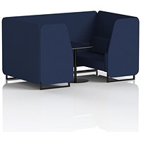 Brixworth 4 Seater Booth with Table, Black Legs, Black Table, Synergy Fabric, Alike Panels And Sofa