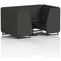 Brixworth 4 Seater Booth with Table, Black Legs, Black Table, Synergy Fabric, Mix Panels And Sofa