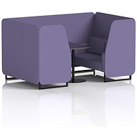 Brixworth 4 Seater Booth with Table, Black Legs, Black Table, Synergy Fabric, Order Panels And Sofa
