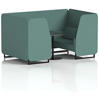 Brixworth 4 Seater Booth with Table, Black Legs, Black Table, Sumi Fabric, Handa Panels And Sofa