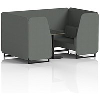 Brixworth 4 Seater Booth with Table, Black Legs, Black Table, Sumi Fabric, Kobe Panels And Sofa