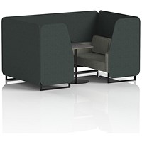 Brixworth 4 Seater Booth with Table, Black Legs, Black Table, Rivet Fabric, Charcoal Panels And Vitreous Sofa