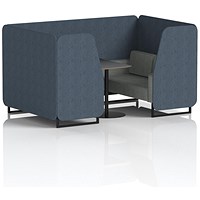 Brixworth 4 Seater Booth with Table, Black Legs, Black Table, Rivet Fabric, Crucible Panels And Prime Sofa
