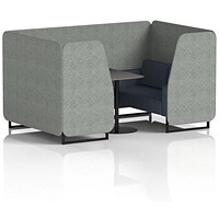 Brixworth 4 Seater Booth with Table, Black Legs, Black Table, Rivet Fabric, Prime Panels And Crucible Sofa