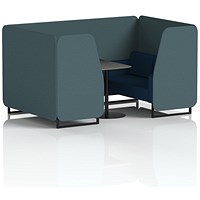Brixworth 4 Seater Booth with Table, Black Legs, Black Table, X2 Fabric, Polygon Panels And Calculus Sofa