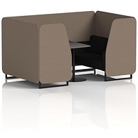 Brixworth 4 Seater Booth with Table, Black Legs, Black Table, X2 Fabric, Theory Panels And Diameter Sofa