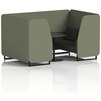 Brixworth 4 Seater Booth with Table, Black Legs, Black Table, Main Line Flax Fabric, Monument Panels And Temple Sofa