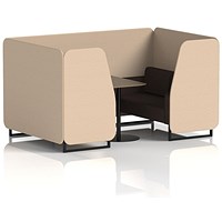 Brixworth 4 Seater Booth with Table, Black Legs, Black Table, Synergy Fabric, Affix Panels And Wed Sofa