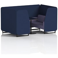 Brixworth 4 Seater Booth with Table, Black Legs, Black Table, Synergy Fabric, Alike Panels And Order Sofa