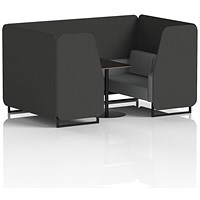 Brixworth 4 Seater Booth with Table, Black Legs, Black Table, Synergy Fabric, Mix Panels And Partner Sofa