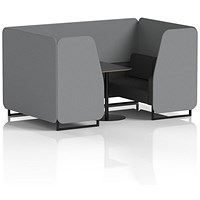 Brixworth 4 Seater Booth with Table, Black Legs, Black Table, Synergy Fabric, Partner Panels And Mix Sofa
