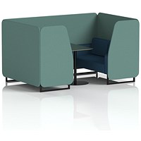 Brixworth 4 Seater Booth with Table, Black Legs, Black Table, Sumi Fabric, Handa Panels And Uto Sofa