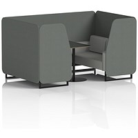 Brixworth 4 Seater Booth with Table, Black Legs, Black Table, Sumi Fabric, Kobe Panels And Tokyo Sofa
