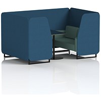 Brixworth 4 Seater Booth with Table, Black Legs, Black Table, Sumi Fabric, Uto Panels And Handa Sofa