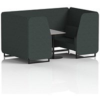 Brixworth 4 Seater Booth with Table, Black Legs, Grey/Black Table, Rivet Fabric, Charcoal Panels And Sofa