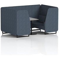 Brixworth 4 Seater Booth with Table, Black Legs, Grey/Black Table, Rivet Fabric, Crucible Panels And Sofa