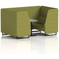 Brixworth 4 Seater Booth with Table, Black Legs, Grey/Black Table, Rivet Fabric, Olive Panels And Sofa