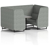 Brixworth 4 Seater Booth with Table, Black Legs, Grey/Black Table, Rivet Fabric, Prime Panels And Sofa