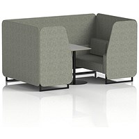 Brixworth 4 Seater Booth with Table, Black Legs, Grey/Black Table, Rivet Fabric, Vitreous Panels And Sofa