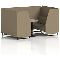 Brixworth 4 Seater Booth with Table, Black Legs, Grey/Black Table, Main Line Flax Fabric, Bank Panels And Sofa