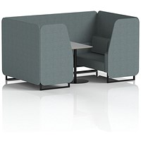 Brixworth 4 Seater Booth with Table, Black Legs, Grey/Black Table, Main Line Flax Fabric, Westminster Panels And Sofa