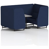 Brixworth 4 Seater Booth with Table, Black Legs, Grey/Black Table, Synergy Fabric, Alike Panels And Sofa