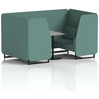 Brixworth 4 Seater Booth with Table, Black Legs, Grey/Black Table, Sumi Fabric, Handa Panels And Sofa