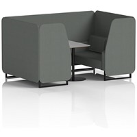 Brixworth 4 Seater Booth with Table, Black Legs, Grey/Black Table, Sumi Fabric, Kobe Panels And Sofa