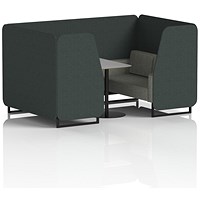 Brixworth 4 Seater Booth with Table, Black Legs, Grey/Black Table, Rivet Fabric, Charcoal Panels And Vitreous Sofa