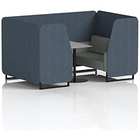 Brixworth 4 Seater Booth with Table, Black Legs, Grey/Black Table, Rivet Fabric, Crucible Panels And Prime Sofa