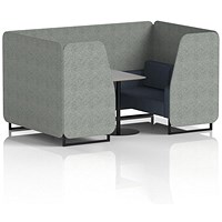 Brixworth 4 Seater Booth with Table, Black Legs, Grey/Black Table, Rivet Fabric, Prime Panels And Crucible Sofa