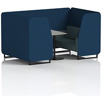 Brixworth 4 Seater Booth with Table, Black Legs, Grey/Black Table, X2 Fabric, Calculus Panels And Polygon Sofa