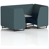 Brixworth 4 Seater Booth with Table, Black Legs, Grey/Black Table, X2 Fabric, Polygon Panels And Calculus Sofa