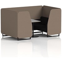 Brixworth 4 Seater Booth with Table, Black Legs, Grey/Black Table, X2 Fabric, Theory Panels And Diameter Sofa