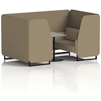 Brixworth 4 Seater Booth with Table, Black Legs, Grey/Black Table, Main Line Flax Fabric, Bank Panels And Upminster Sofa