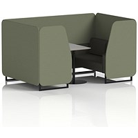 Brixworth 4 Seater Booth with Table, Black Legs, Grey/Black Table, Main Line Flax Fabric, Monument Panels And Temple Sofa