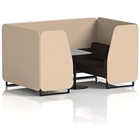 Brixworth 4 Seater Booth with Table, Black Legs, Grey/Black Table, Synergy Fabric, Affix Panels And Wed Sofa